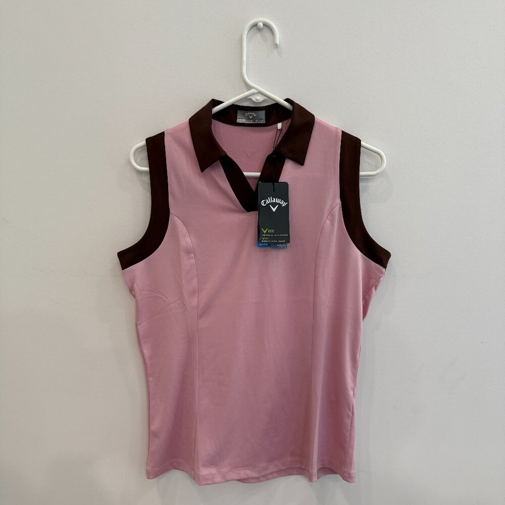 NWT Callaway Womens Color Block V-Placket Golf Polo Medium